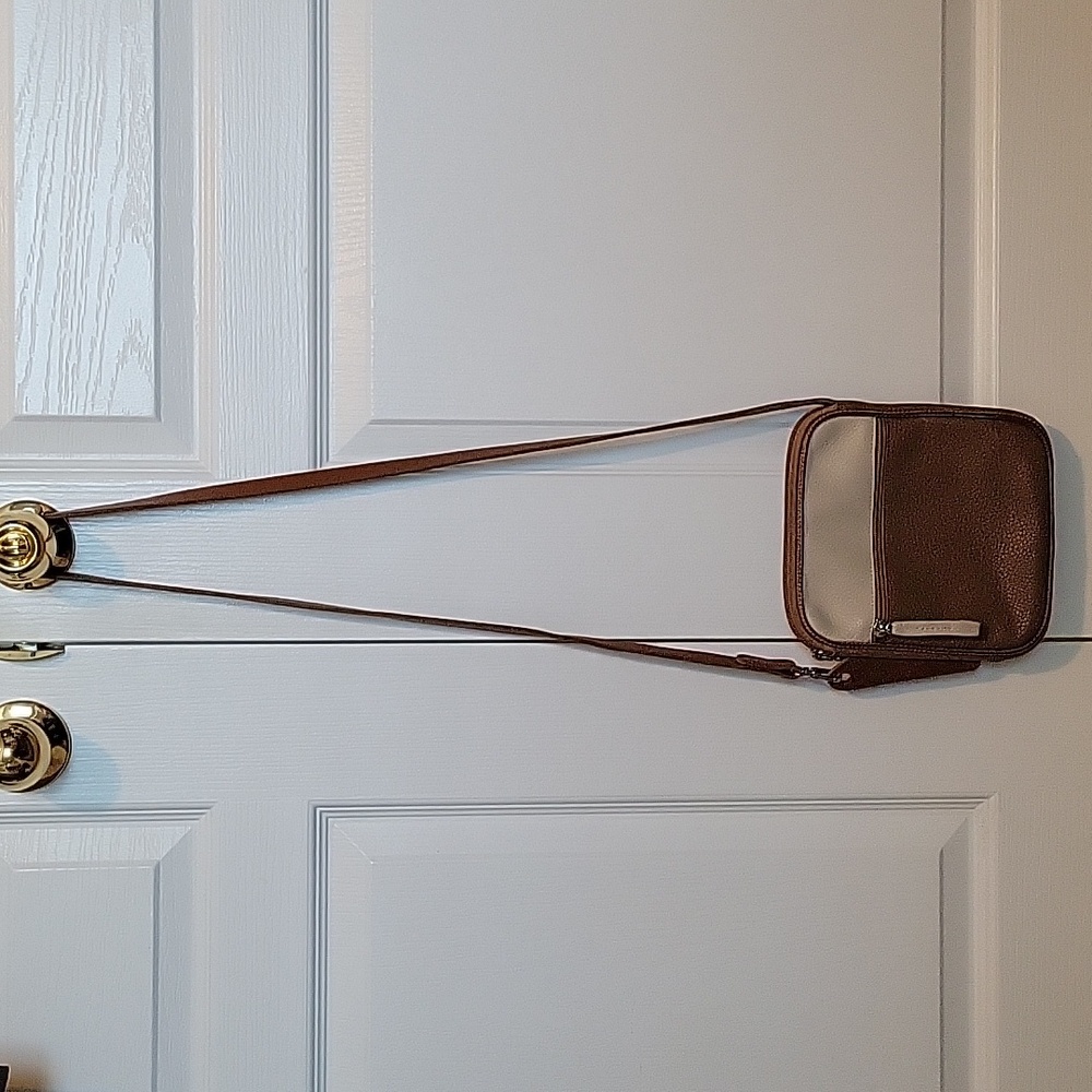 Ugo Santini Two-Tone Brown & Cream Genuine Leather Crossbody Bag